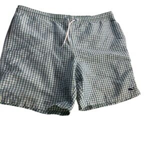 Vineyard Vines Swim Trunks Mens Medium Green Gingham Whale Logo